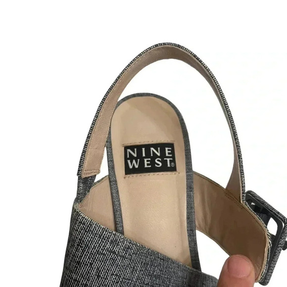 Nine West Denim Retro Platform Heeled Sandals Women’s size 9.5 - Picture 14 of 17